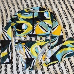 Colorful Abstract Long Sleeve Bikini Set